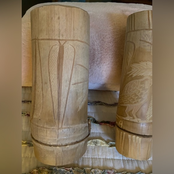 Souvenir pair of wood vases Vintage-from Jamaica - Picture 4 of 11